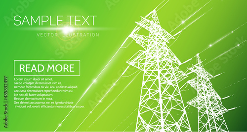 Green electric poles, environmentally friendly renewable energy.