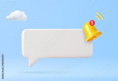 3d speech bubble with a bell photo