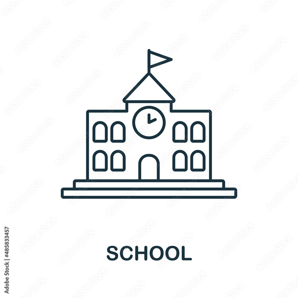 School icon. Line element from school education collection. Linear School icon sign for web design, infographics and more.