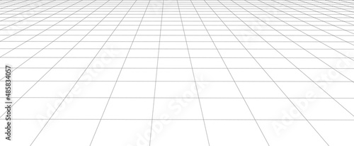 Vector perspective mesh. Detailed lines on a white background. 3d illustration.