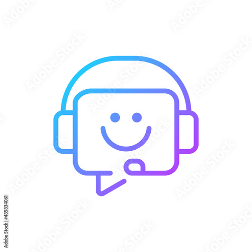 Customer support gradient linear vector icon. Call center. Help desk. Client assistance. Online shopping. Thin line color symbol. Modern style pictogram. Vector isolated outline drawing