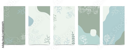 Color design background for social media with flower, leaf,shape