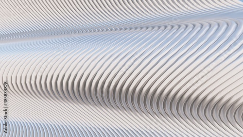 Abstract metallic curve waves background 3d render