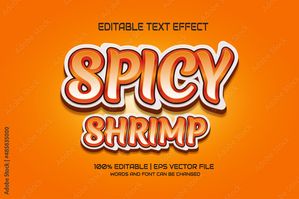 3d spicy shrimp editable text effect premium style vector