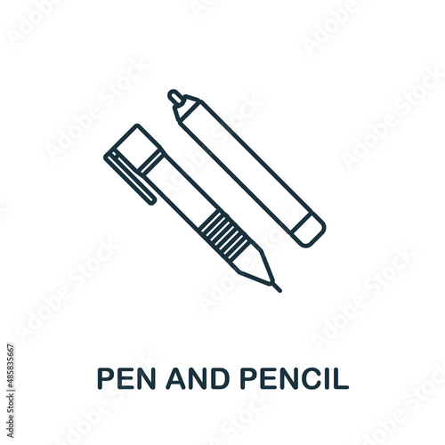 Pen And Pencil icon. Line element from school education collection. Linear Pen And Pencil icon sign for web design, infographics and more.