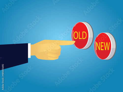Old way or new way, businessman push button to make choice