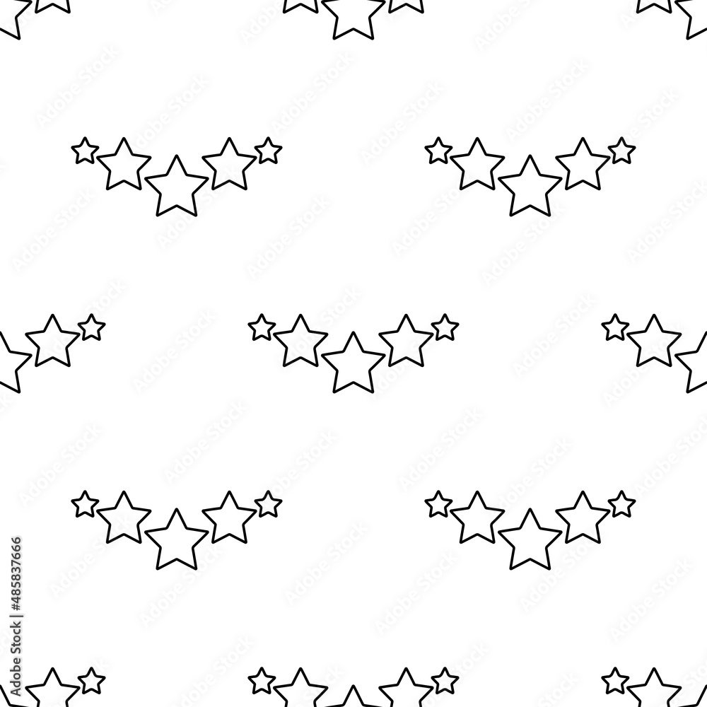 5 stars seamless pattern isolated on white background.