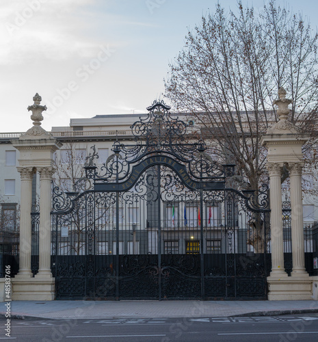 Wrought iron fence. Classic fence painted black.