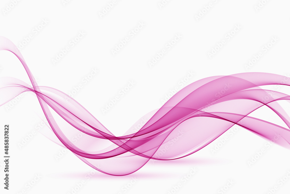 Fototapeta premium Abstract soft smooth design template with pink wavy lines on white background. Vector illustration.