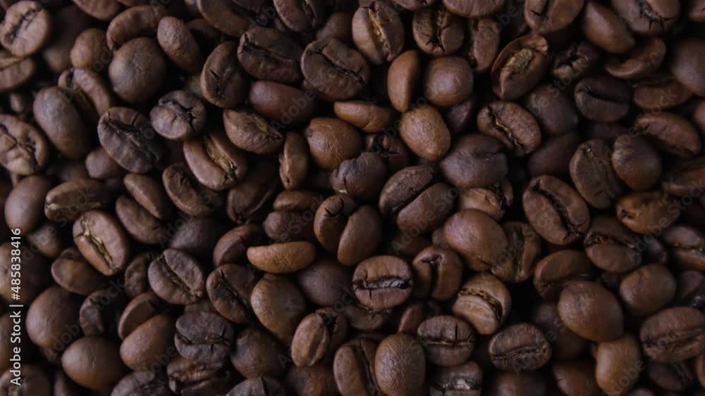 Loopable Coffee Background Roasted Coffee Beans Rotating Top View Loopable Coffee Background Roasted Coffee Beans Rotating Top View
