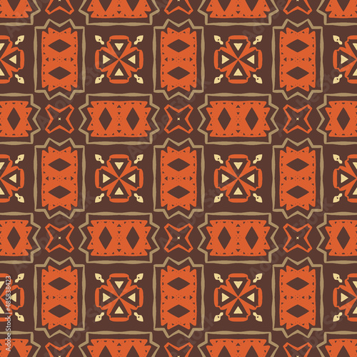 Retro Ethnic geometrical pattern - vector seamless background