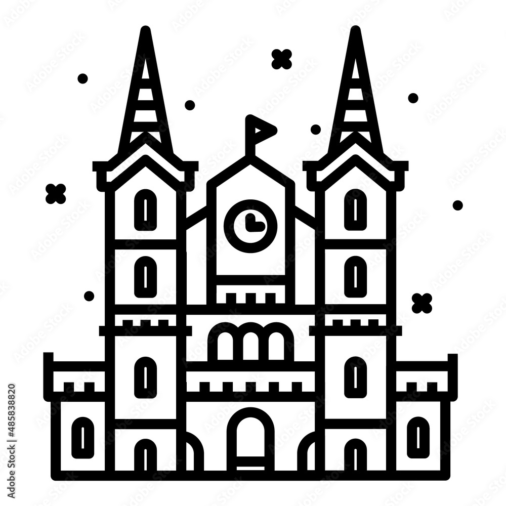 Medieval Town Hall Flat Icon Isolated On White Background