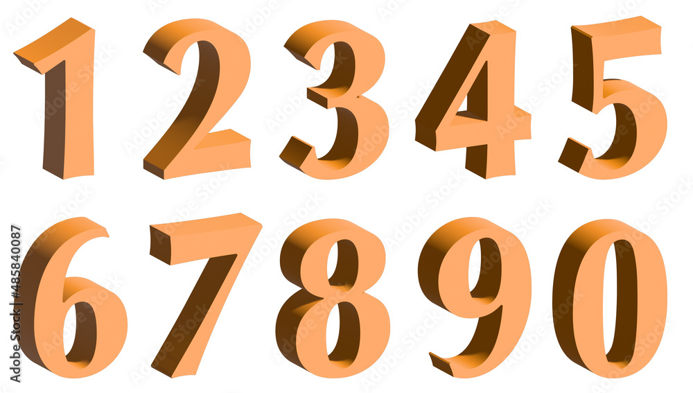 Three-dimensional font from numbers. 3d illustration Three-dimensional font from numbers. 3d illustration