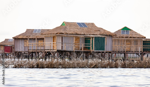 Beninese lakeside village, house on the lake village on a lake