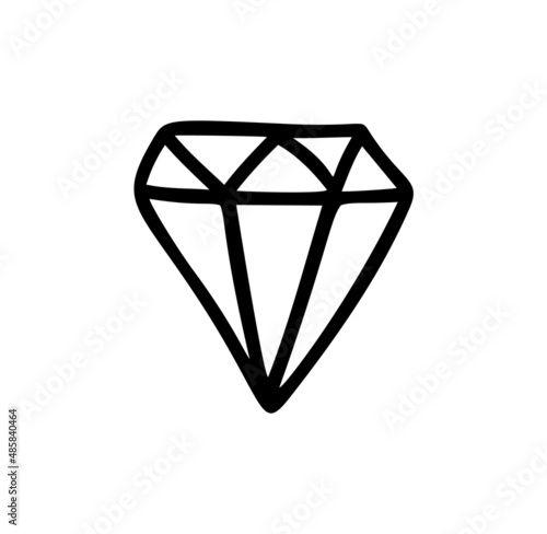 Doodle hand drawn monoline classic diamond vector logo. luxury jewelry symbol icon premium vintage emblem