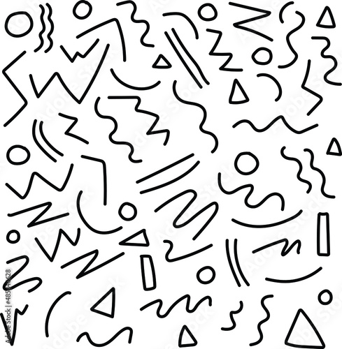abstract Memphis black and white pattern shape doodle background 