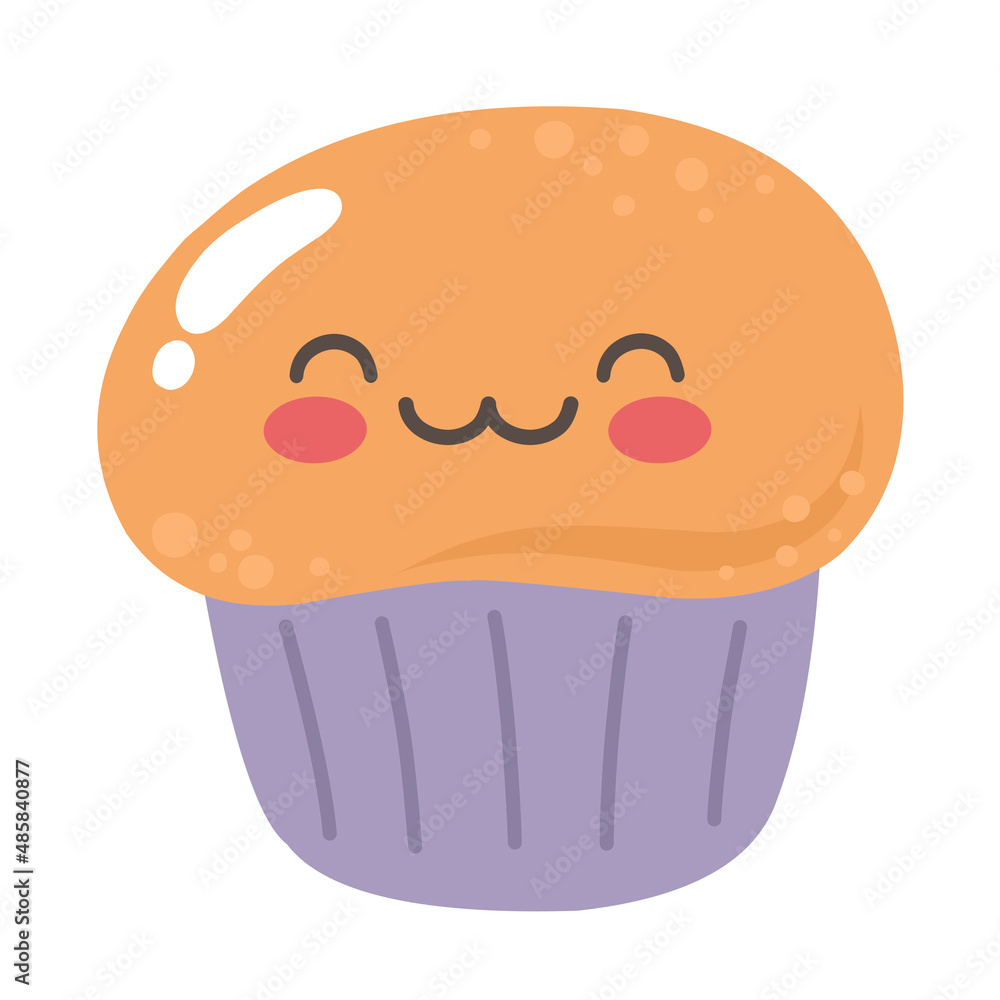 Happy cupcake kawaii. Food vector illustration. Happy cupcake kawaii. Food vector illustration.