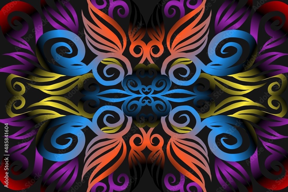 seamless colourful illustration caleidoscope gradient flower art pattern of indonesian traditional tenun batik ethnic dayak ornament for wallpaper ads background sticker or clothing seamless colourful illustration caleidoscope gradient flower art pattern of indonesian traditional tenun batik ethnic dayak ornament for wallpaper ads background sticker or clothing