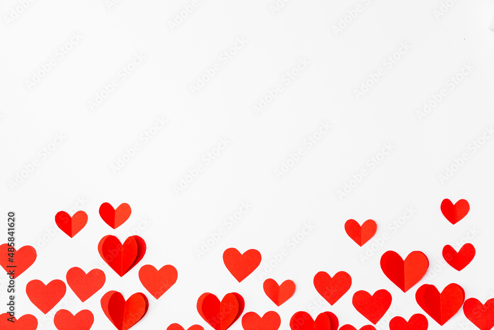 Valentine's Day background. Gifts, hearts on white. Concept of love and affection. Holiday card. Valentine's Day background. Gifts, hearts on white. Concept of love and affection. Holiday card.
