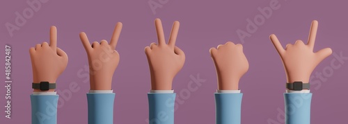 Render hand gestures cartoon style 3d