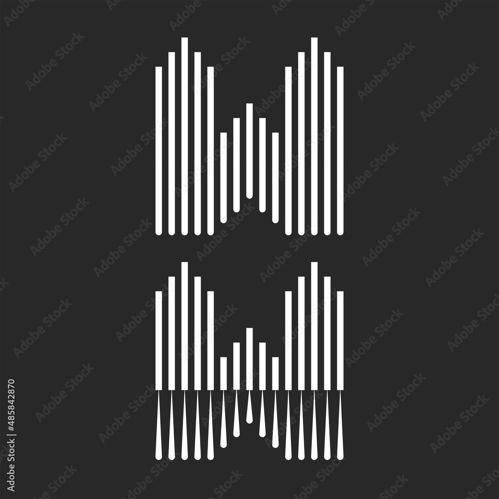 Set letters W logo initial monogram minimal style, vertical black and white parallel thin lines, linear shape calligraphic typographic design element. Set letters W logo initial monogram minimal style, vertical black and white parallel thin lines, linear shape calligraphic typographic design element.