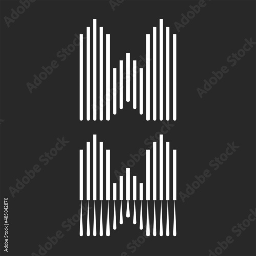 Set letters W logo initial monogram minimal style  vertical black and white parallel thin lines  linear shape calligraphic typographic design element.
