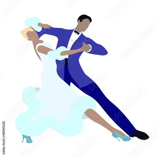 Pair dancing waltz (man and woman) Vector illustration