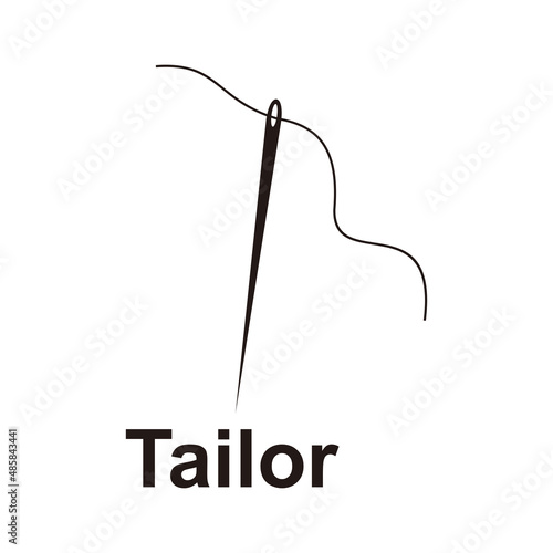 tailor logo, combining sewing thread and needle 