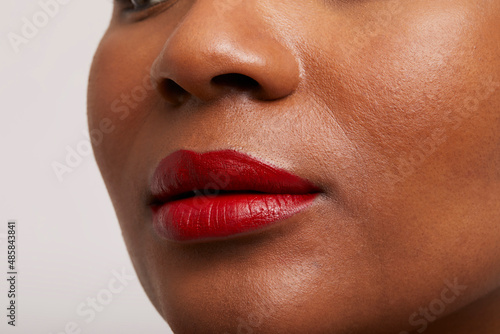 Close-up of woman s red lips