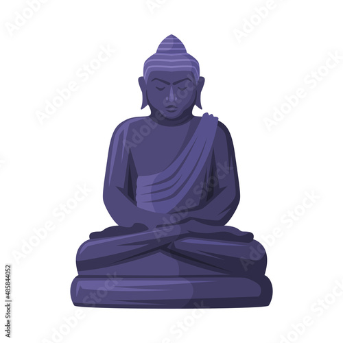 Stone Buddha Statue as Bali Traditional Cultural Attribute Vector Illustration