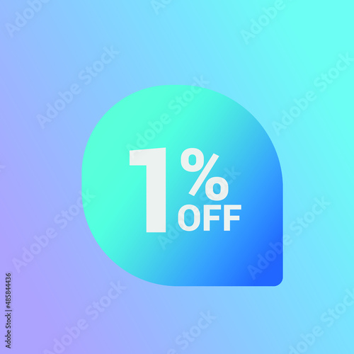 1% off Sale banner offer ad discount promotion vector banner. price discount offer. season sale promo sticker colorful background