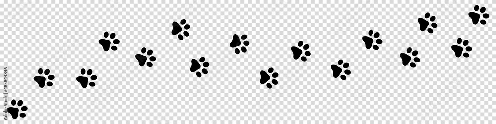 Animal Paw Track Black Vector Icons Isolated On Transparent