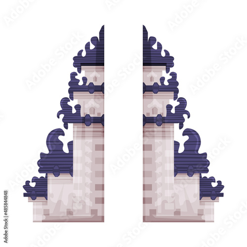Candi Bentar or Split Gateway as Bali Traditional Cultural Attribute Vector Illustration