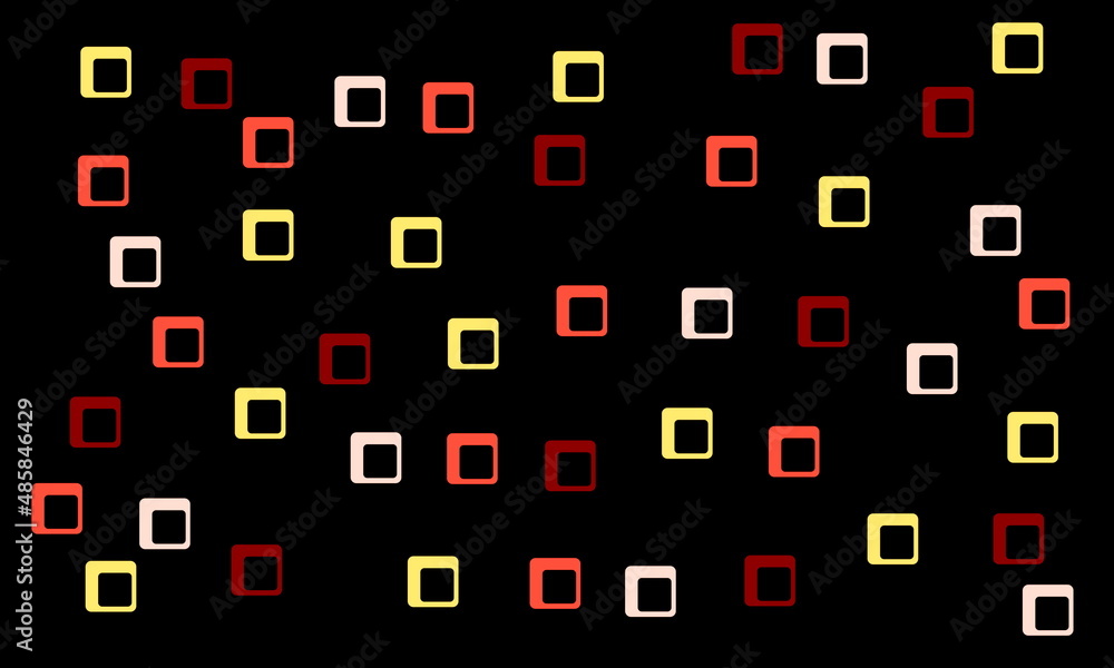 Red, yellow and orange squares on a black background Red, yellow and orange squares on a black background