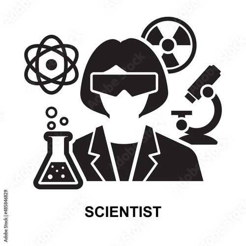 Scientist icon isolated on white background vector illustration.