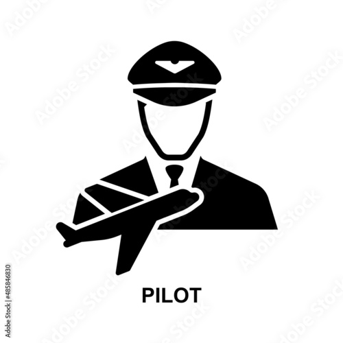 Pilot icon isolated on white background vector illustration.