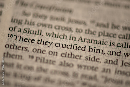 Close up and focus on just a few words (There they crucified him) from John 19:18 (ESV)