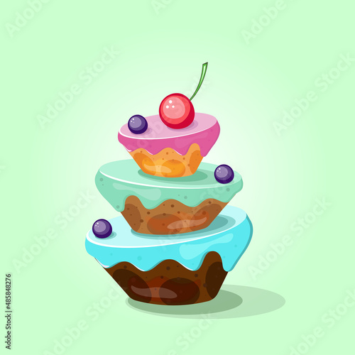 sweet birthday cake colorful pink red blue green