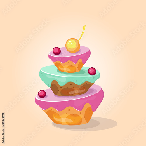 sweet birthday cake colorful pink yellow orange
