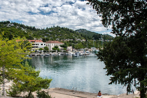 bay in croatia, view of Ploce, adriatic sea, summer seaside landscape, sunny weather