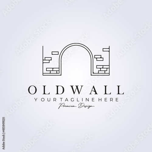 line art old wall vintage brick logo vector old building logo illustration template graphic design