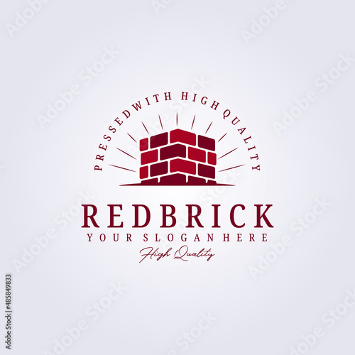 red brick, pile and stack balance brick logo vector illustration design template product