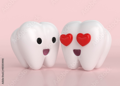 White and happy teeth celebrating valentine's day