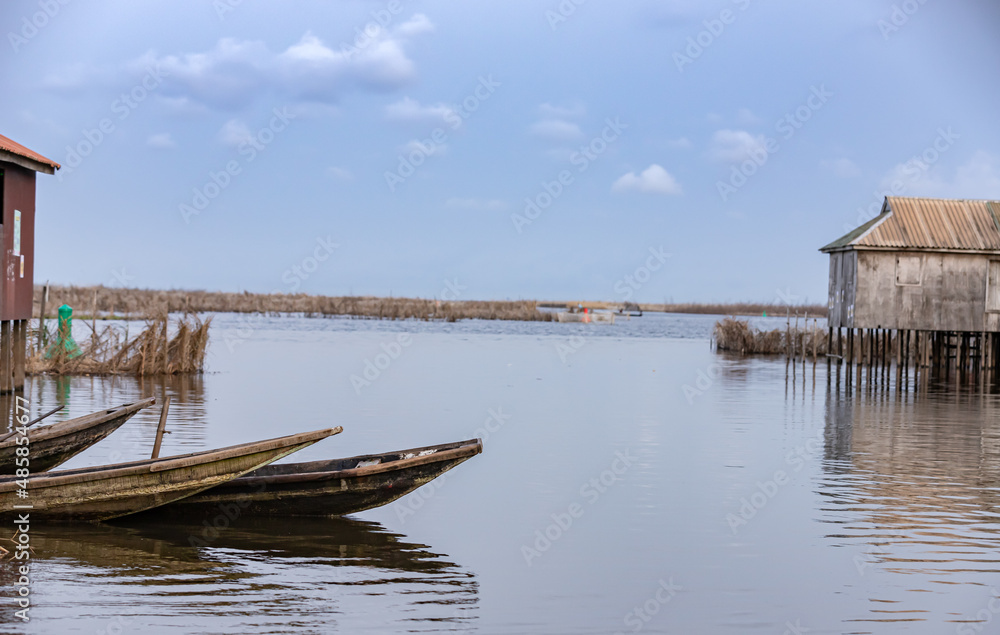 boat on the river, the lake city of ganvié