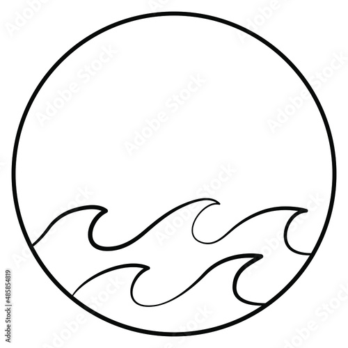 Simple minimalist waves water lake river logo in circle vector illustration, design on white background