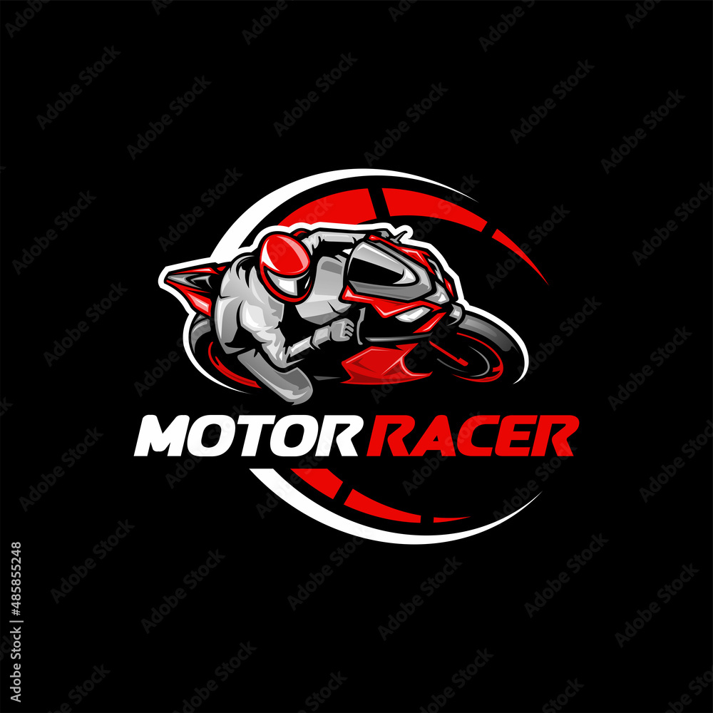 motorcycle - motor race illustration logo vector in black background