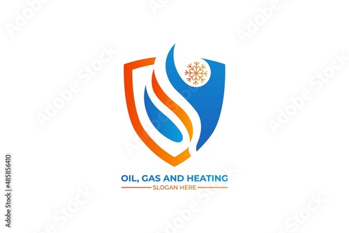 HVAC  oil  gas  air condition and heating logo with sheild. 