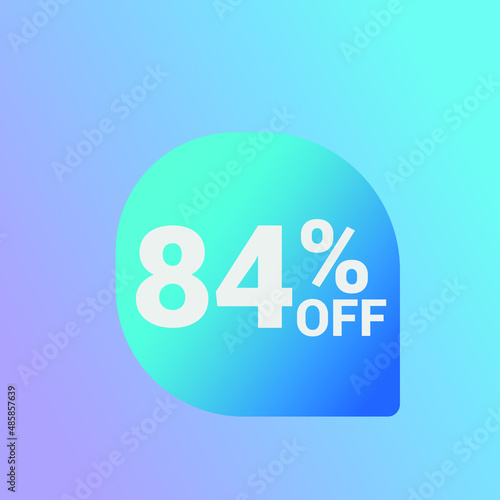 84% off Sale banner offer ad discount promotion vector banner. price discount offer. season sale promo sticker colorful background