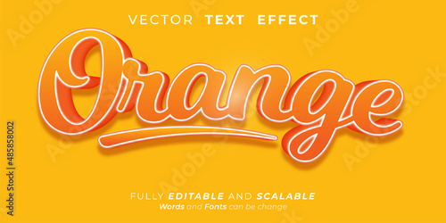 Editable text effect Orange 3d effect font style concept