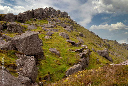 The Knockanaffrin Ridge covered with big boulders © andrew